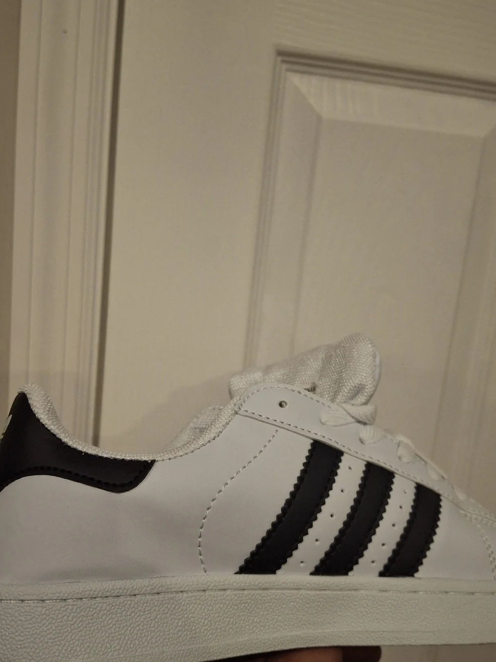 adidas White and Black Classic Three-Stripe Sneakers